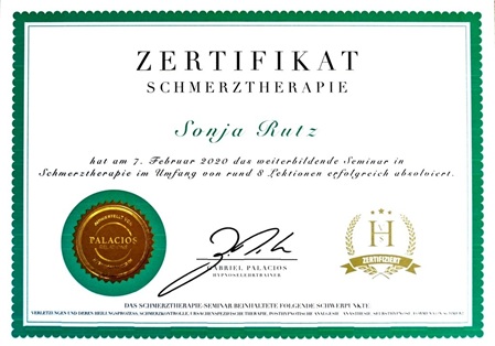 „Zertifikat Schmerztherapie Hypnose Aadorf – Weiterbildung für Hypnose zur Unterstützung bei Schmerzen“,Sonja Rutz